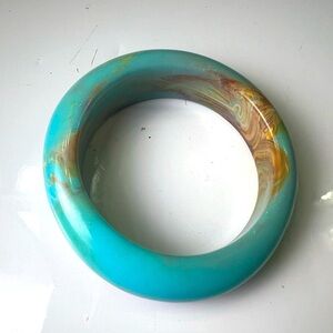 Turquoise Swirl Abstract Lucite Bangle Bracelet